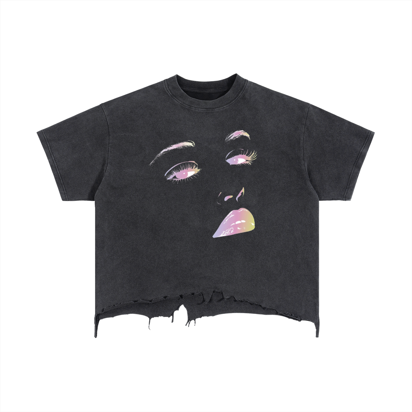 Vintage Wash Boxy Distressed Hem T-Shirt