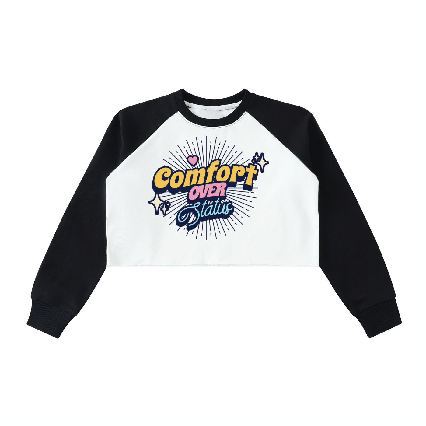 Raw-Hem Color-Block Raglan Crop Sweatshirt