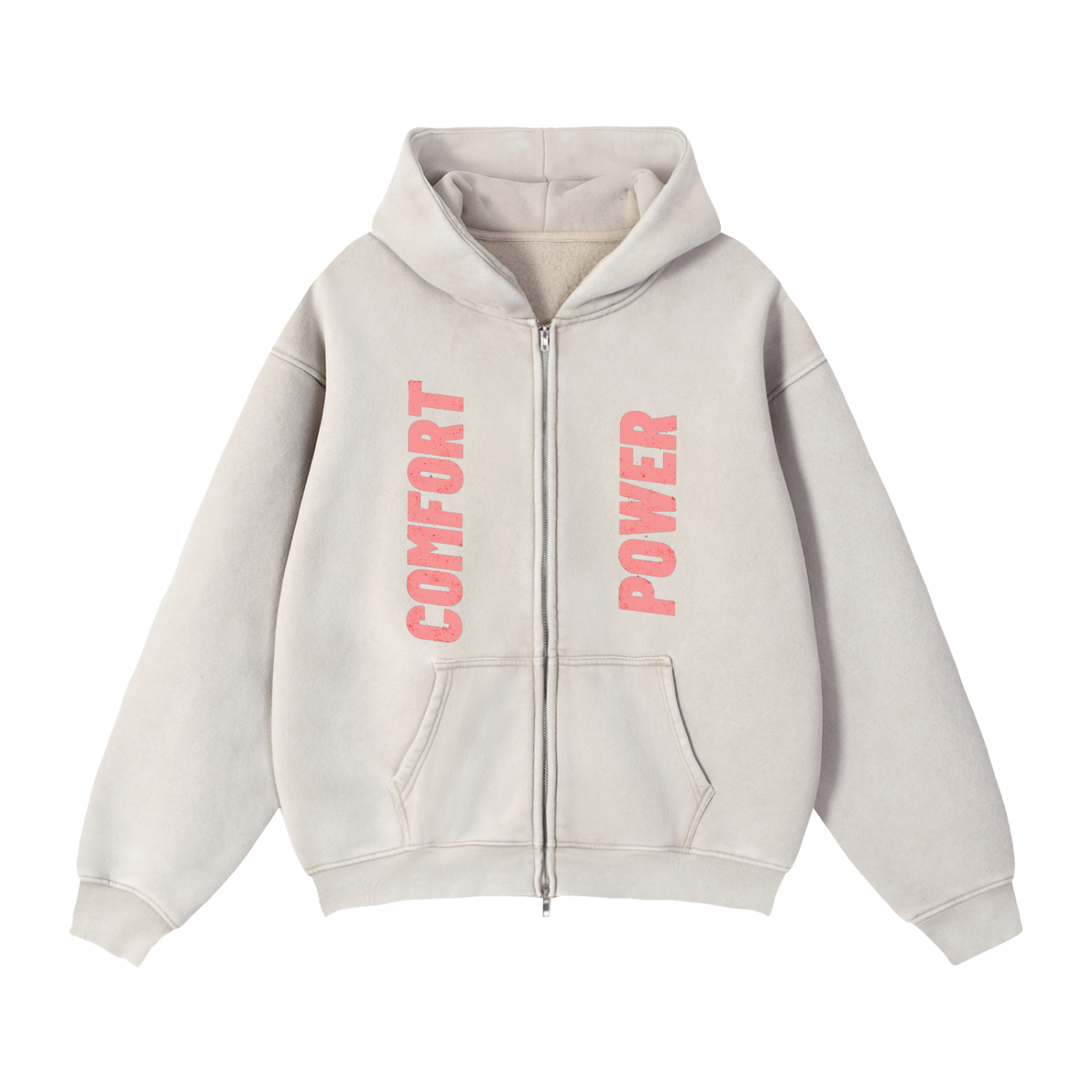 Zip-Through Boxy Fleece Hoodie