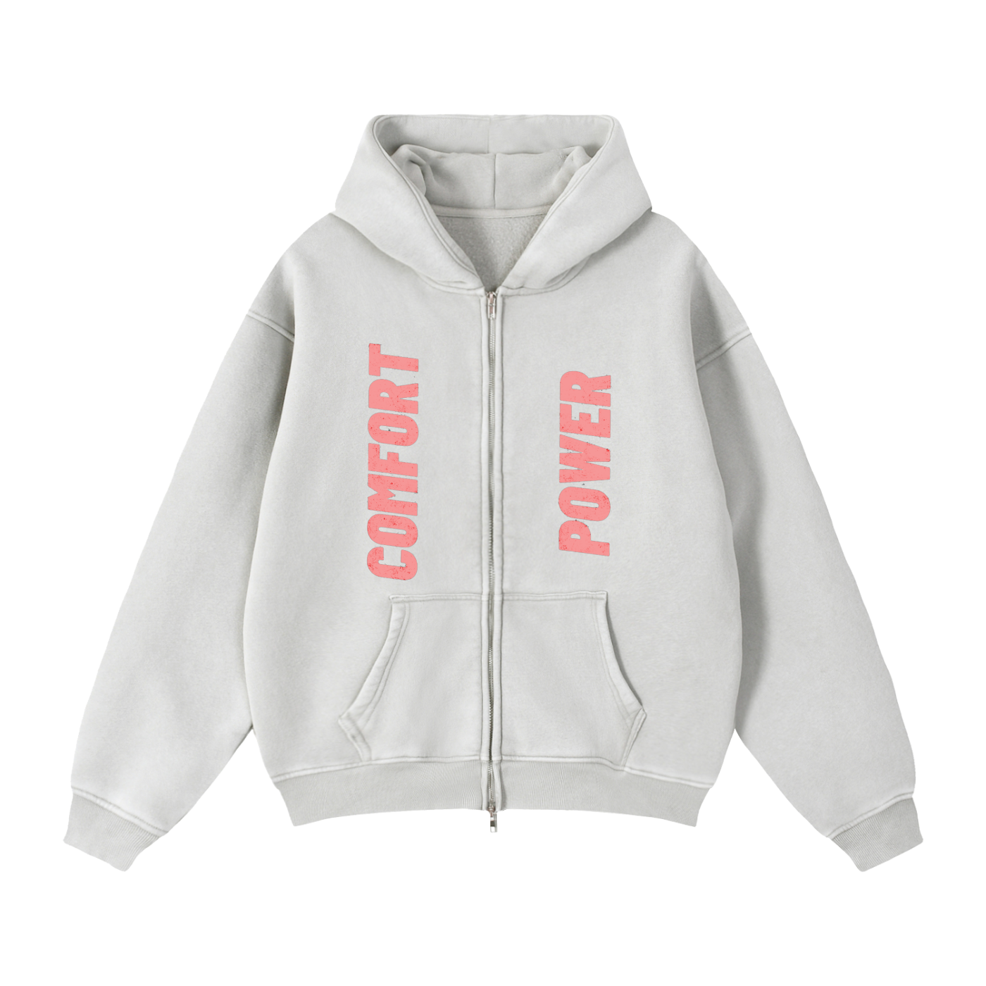 Zip-Through Boxy Fleece Hoodie