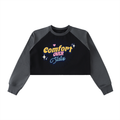Raw-Hem Color-Block Raglan Crop Sweatshirt